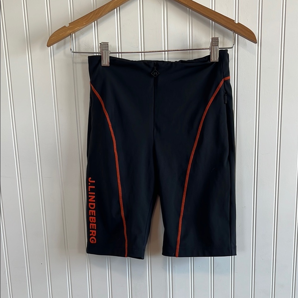 J.Lindeberg Black and Orange Biker Shorts women XS‎